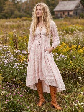 Free People Ethereal Dainty Cottage Pappiet Midi Dress Maxi Top Size Small